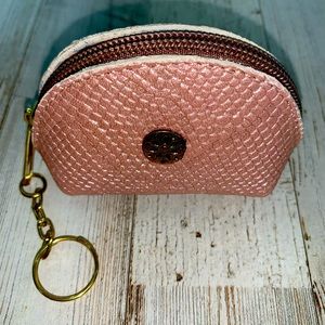 Super cute, genuine, leather rose gold hand made coin purse